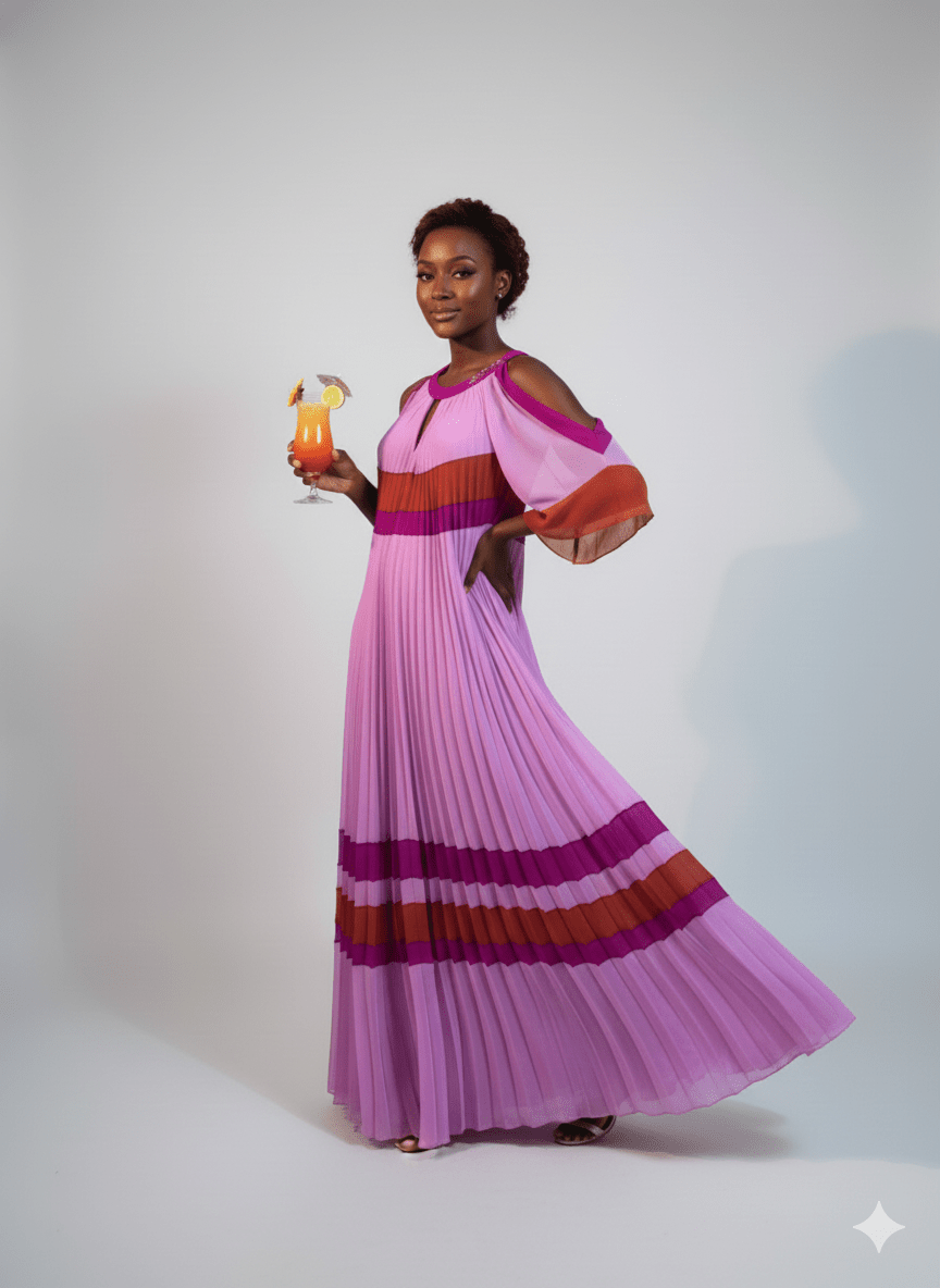 Colour Block Pleated Dress - Gert - Johan Coetzee