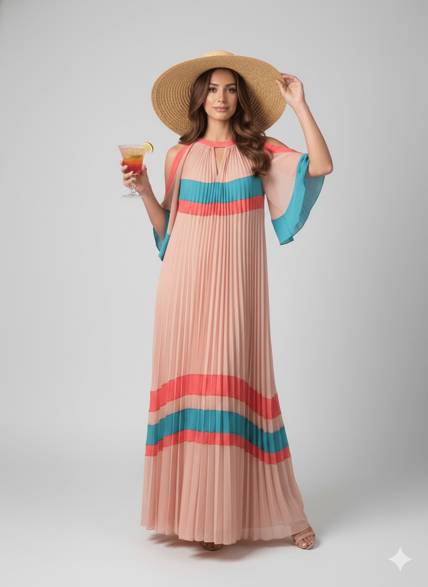 Colour Block Pleated Dress - Gert - Johan Coetzee