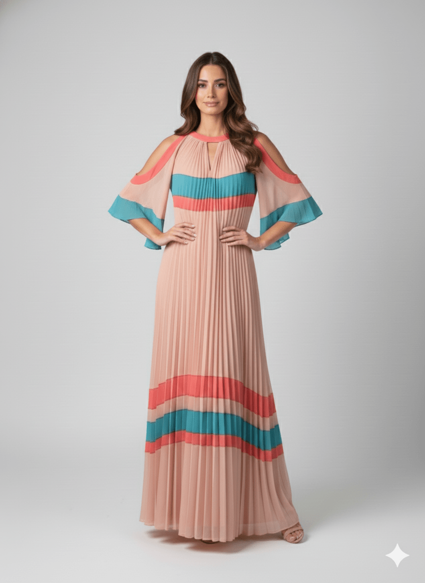 Colour Block Pleated Dress - Gert - Johan Coetzee