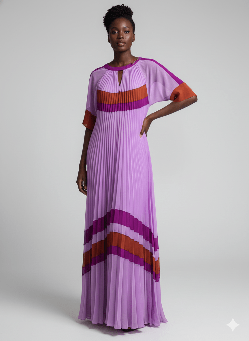 Colour Block Pleated Dress - Gert - Johan Coetzee