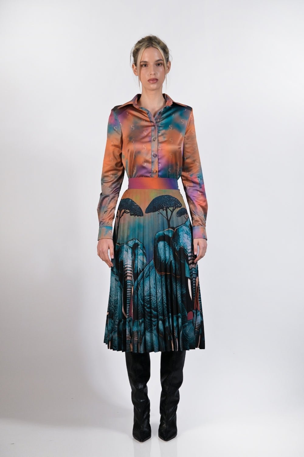 Gert - Johan Coetzee elephant pleated skirt - Gert - Johan Coetzee