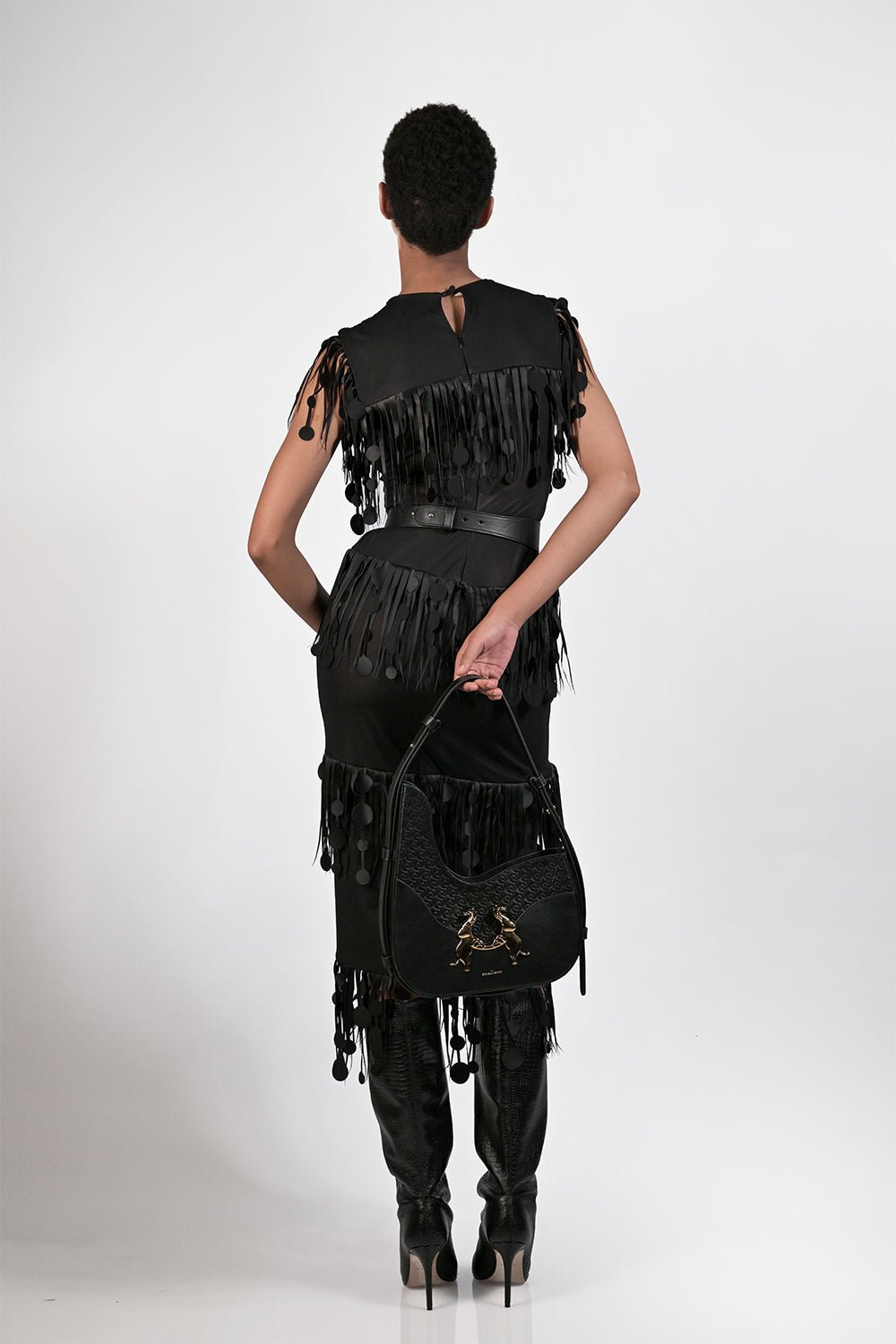 Gert - Johan Coetzee polkadot fringe dress - Black - Gert - Johan Coetzee