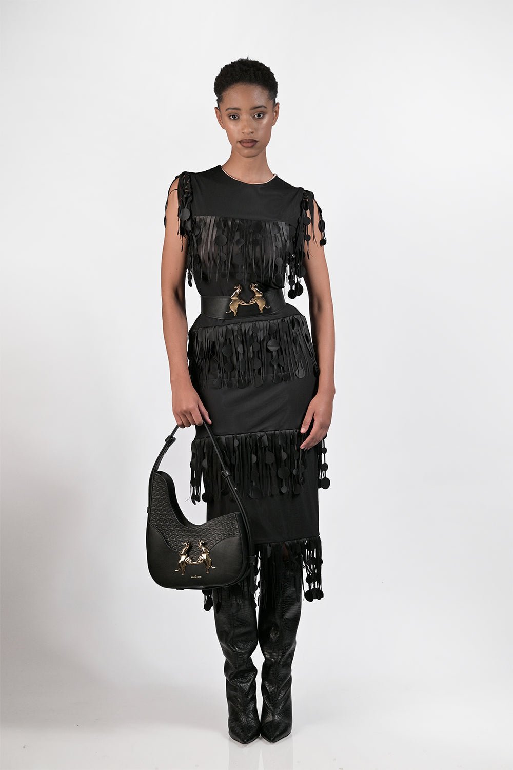 Gert - Johan Coetzee polkadot fringe dress - Black - Gert - Johan Coetzee