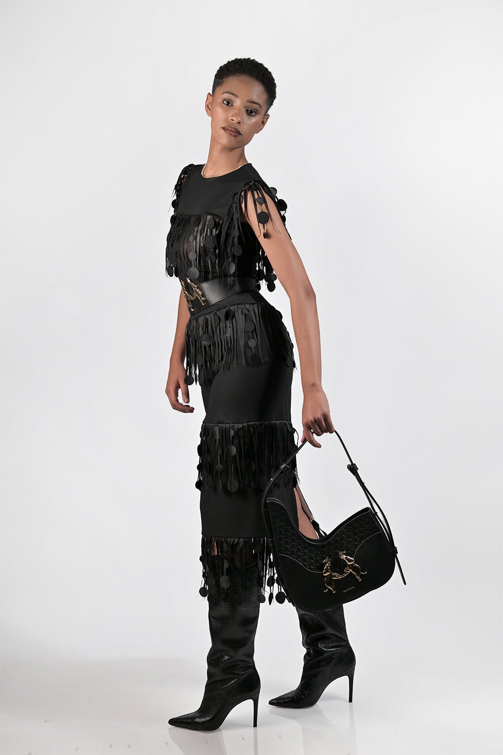Gert - Johan Coetzee polkadot fringe dress - Black - Gert - Johan Coetzee