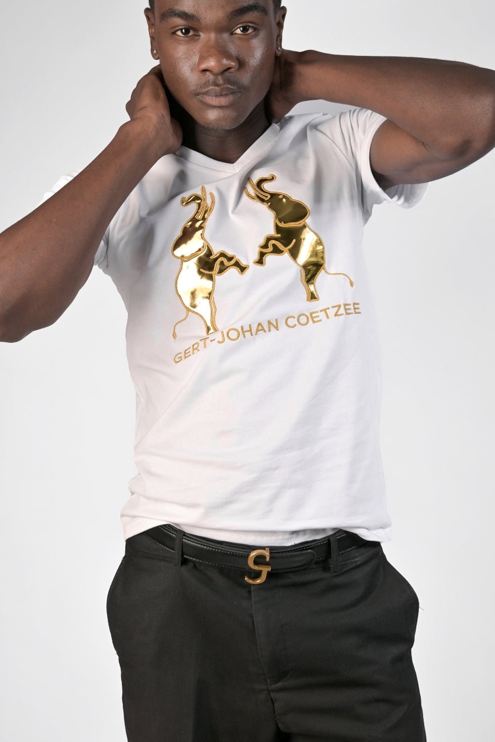 Ivory Elephant Embroidered T-shirt - Gert - Johan Coetzee