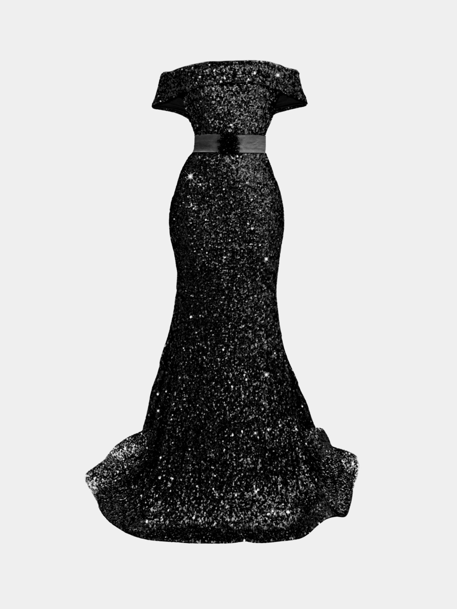 Off - Shoulder Sequin Dress - Black - Gert - Johan Coetzee