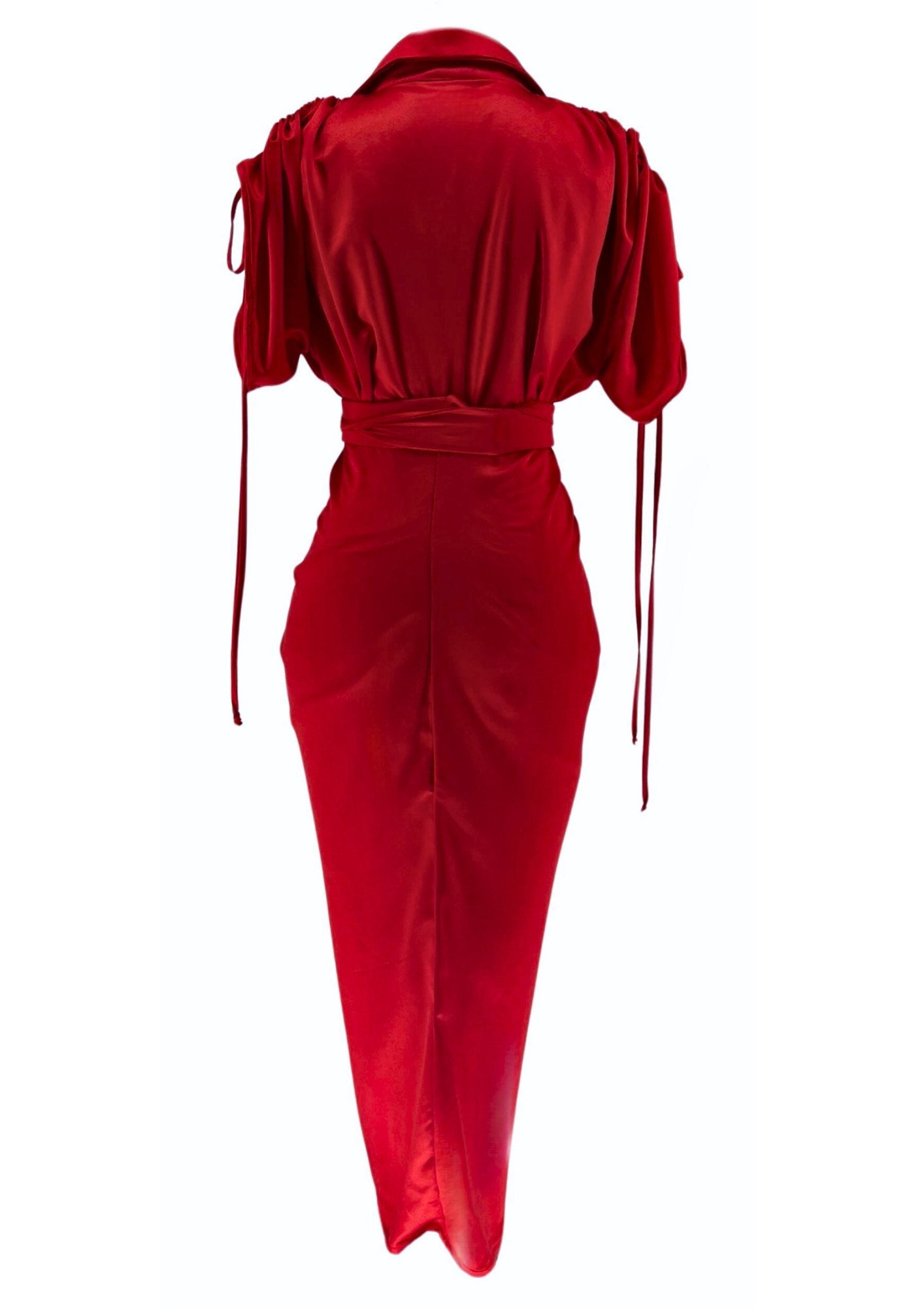 Red Ruched Shirt Dress - Gert - Johan Coetzee