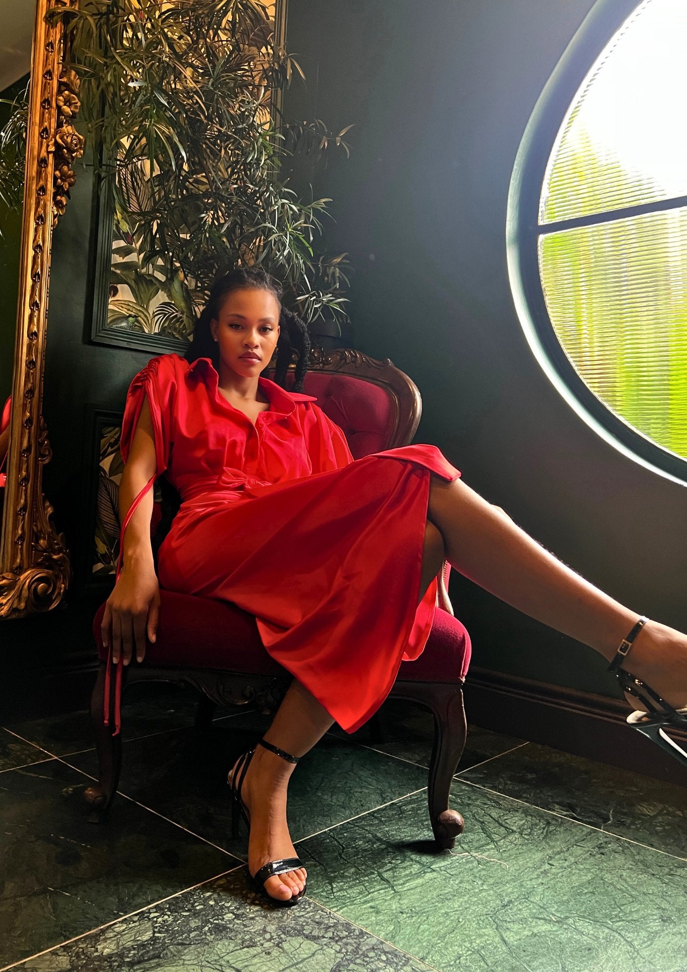 Red Ruched Shirt Dress - Gert - Johan Coetzee
