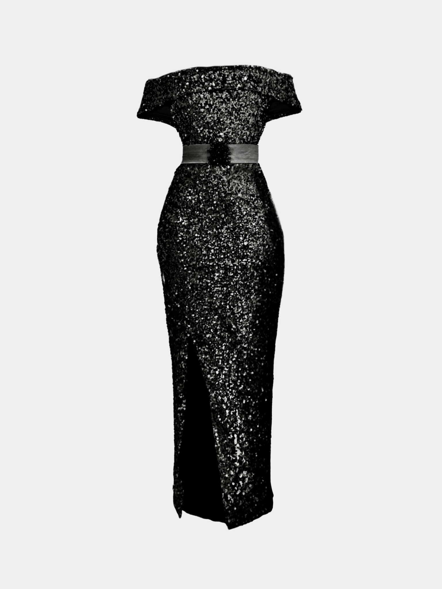 Slit Sequin Dress - Black Slit Sequin Dress - Black