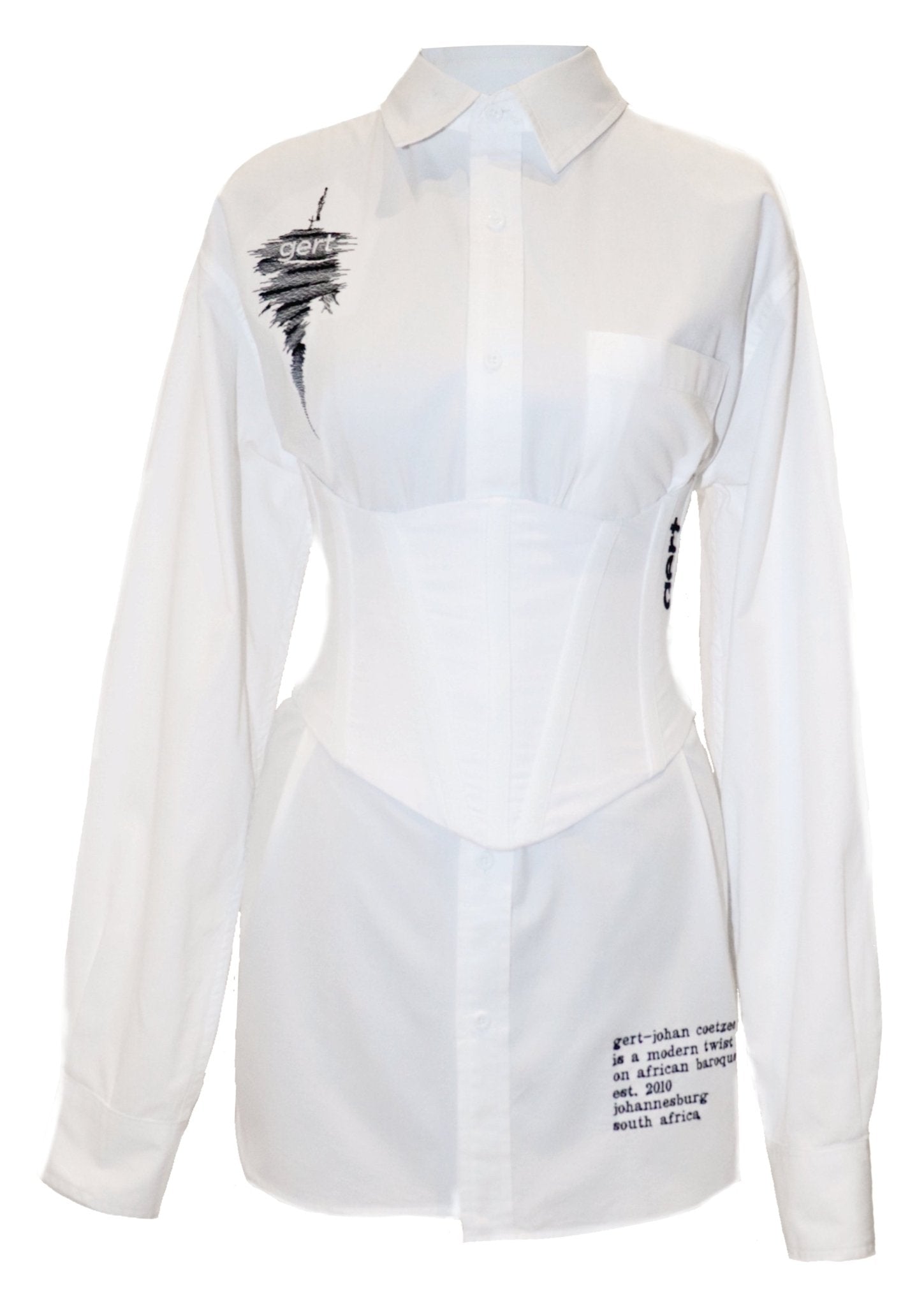 White Oversized Gert Cotton Shirt (corset sold separately) - Gert - Johan Coetzee
