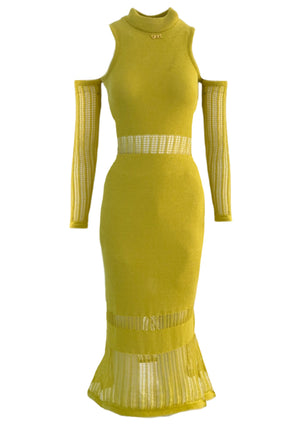 Chartreuse Racer Knit Dress