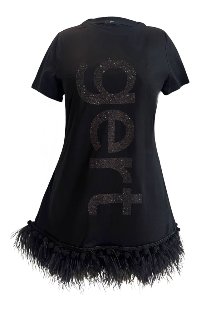 Black Glitter Gert Oversized T-shirt Dress
