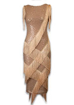 Gert-Johan Coetzee sequin deco tassel dress - Champagne