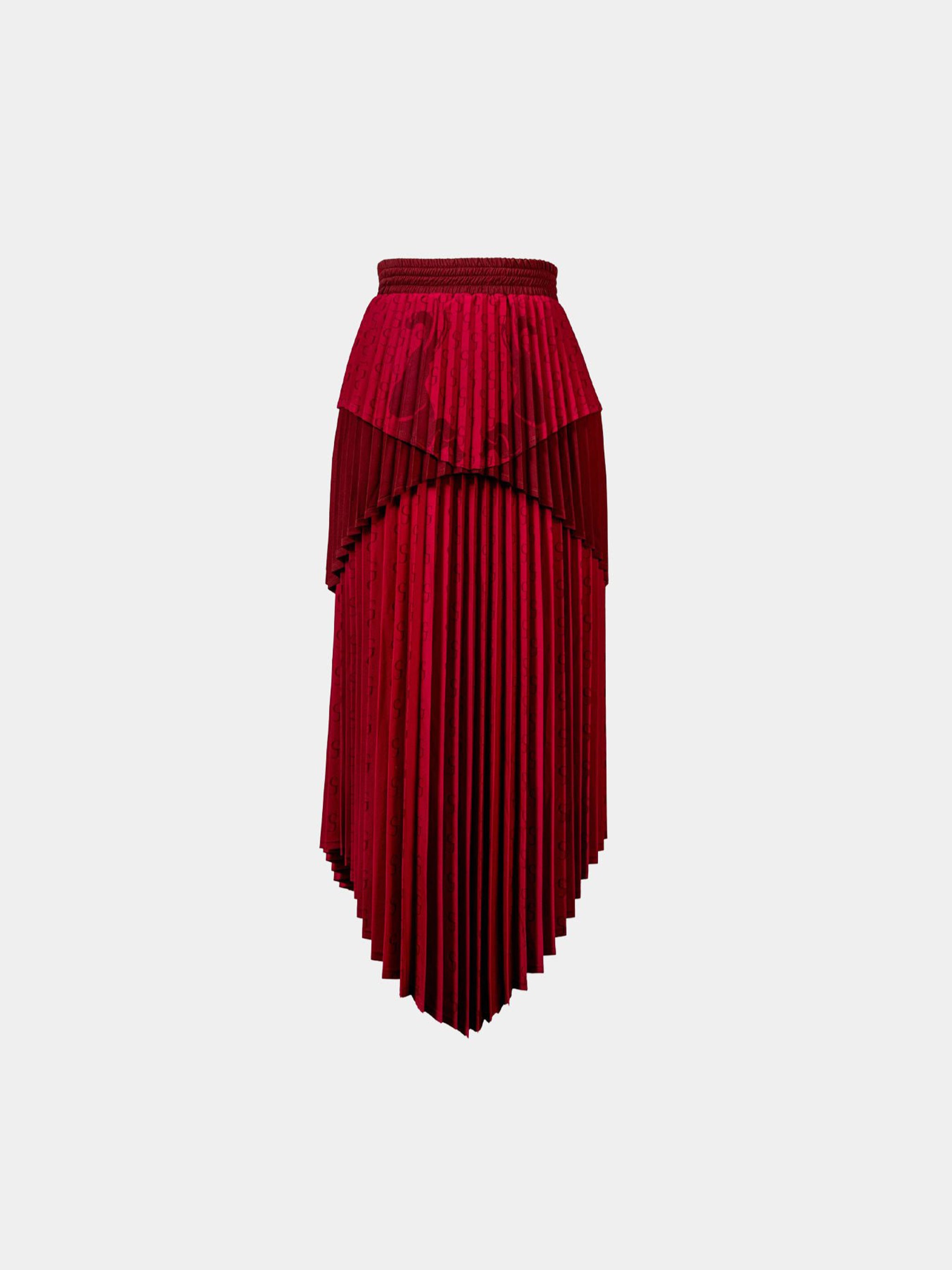 Layered raspberry pleated Skirt