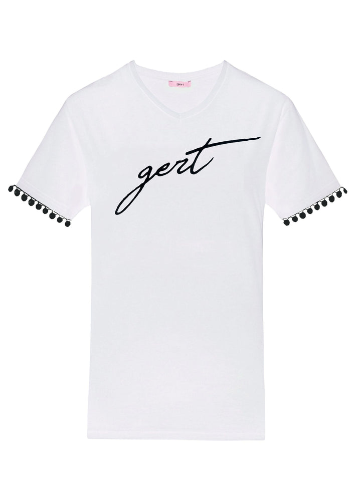 White & Black Gert Pom Pom T-Shirt