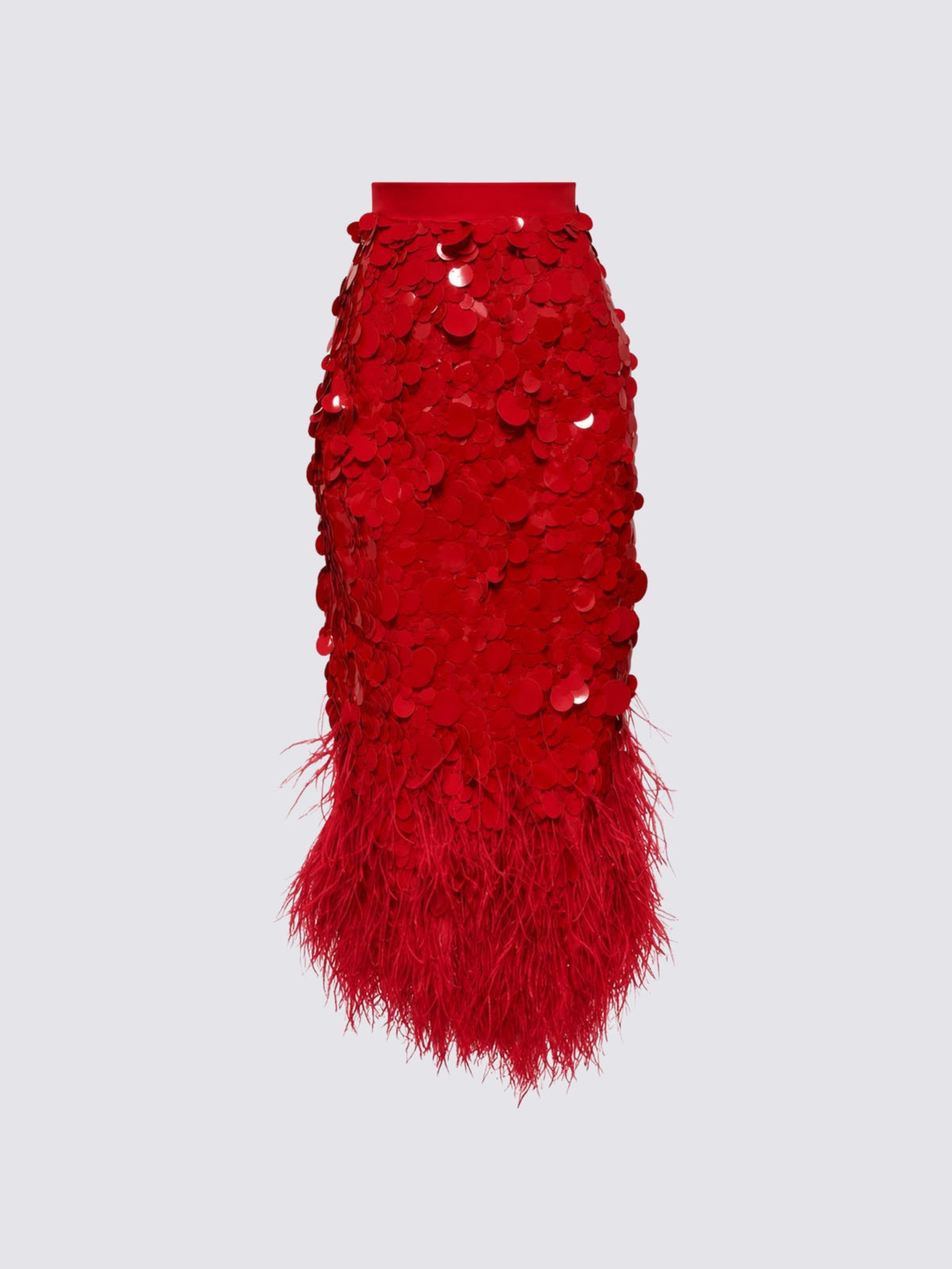 Sequin and Feather Pencil Skirt