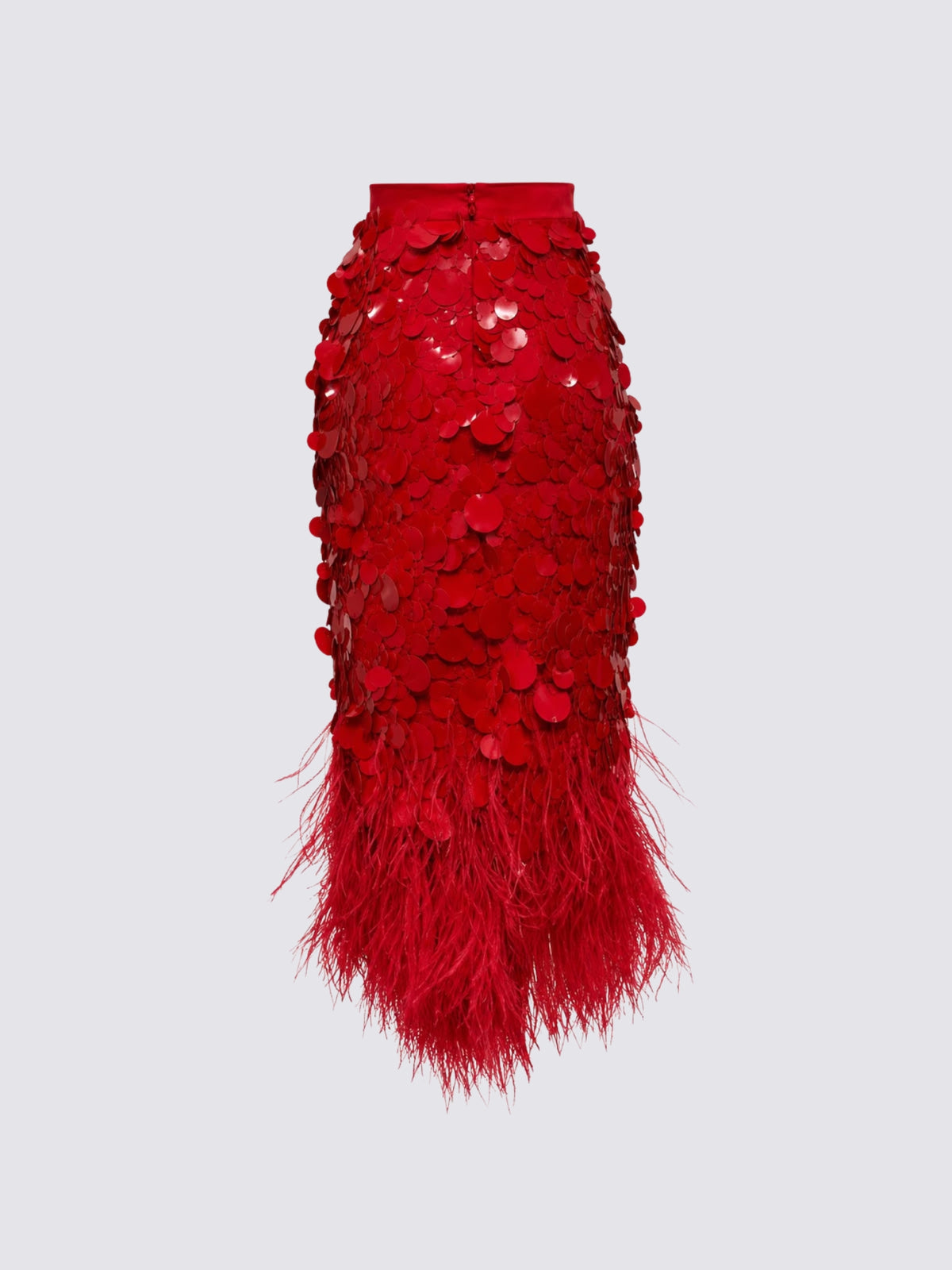 Sequin and Feather Pencil Skirt