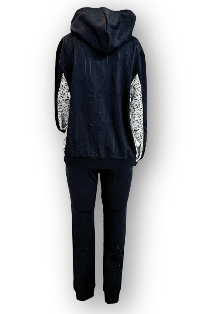 Black Embossed Gert tracksuit with hoodie - Gert - Johan Coetzee