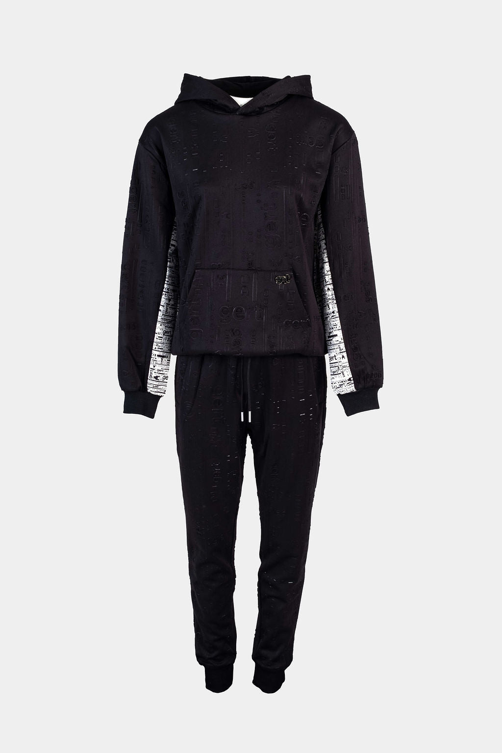 Black Embossed Gert tracksuit with hoodie - Gert - Johan Coetzee