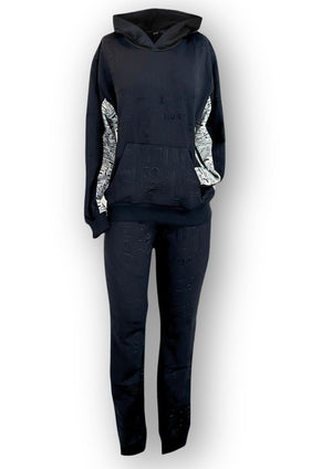 Black Embossed Gert tracksuit with hoodie - Gert - Johan Coetzee