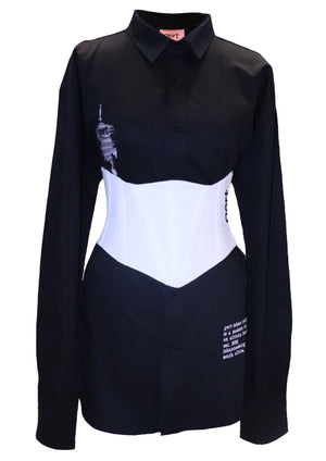 Black Oversized Gert Cotton Shirt (corset sold separately) - Gert - Johan Coetzee