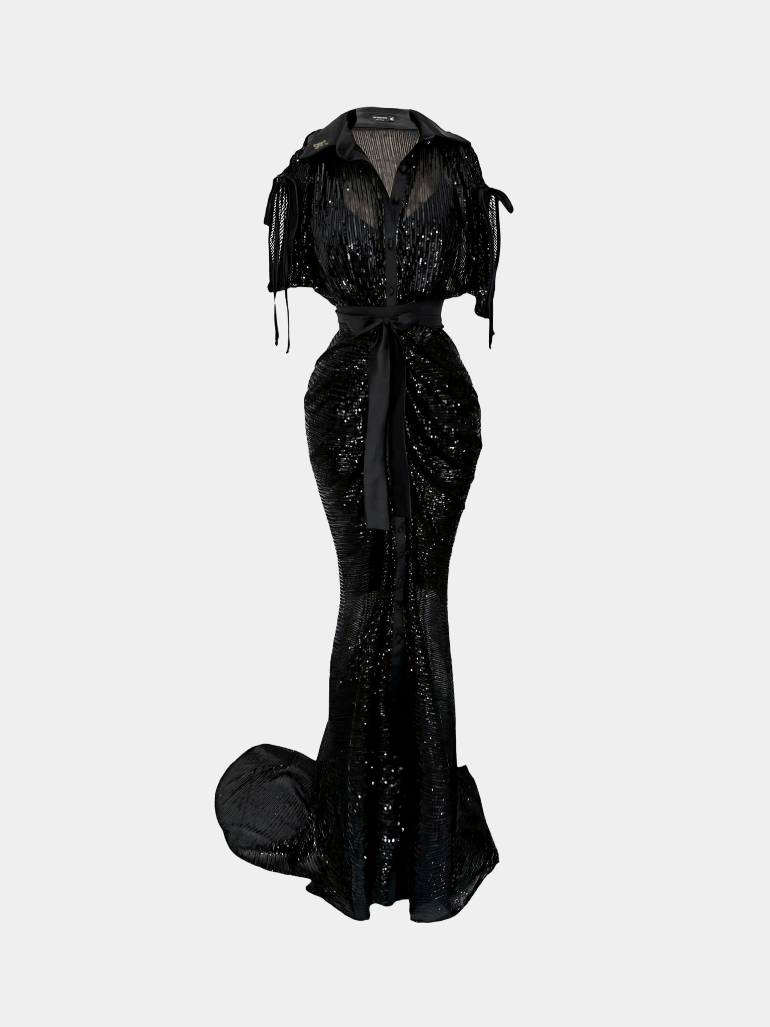 Black sequin ruched Shirt Dress - Gert - Johan Coetzee