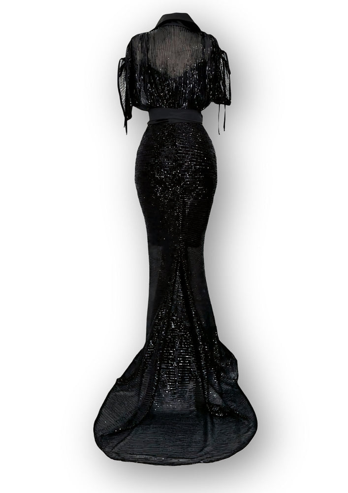 Black sequin ruched Shirt Dress - Gert - Johan Coetzee