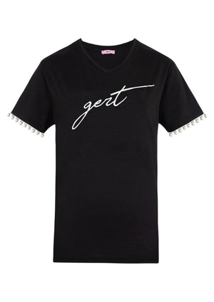 Black & White Gert Pom Pom T - Shirt - Gert - Johan Coetzee