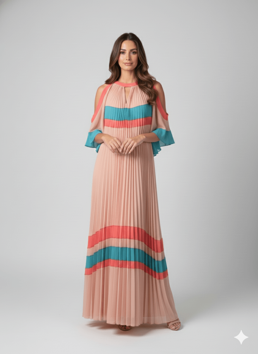 Colour Block Pleated Dress - Gert - Johan Coetzee