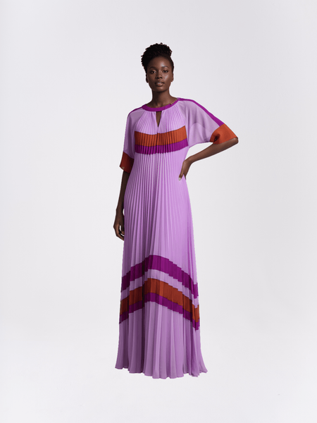 color block pleated dress Colour Gathered neckline COLOR:RED POLKA DOT Danielle & Ade's Beautifully plus dresses - knee length