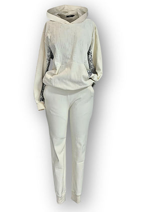 Cream Embossed Gert tracksuit with hoodie - Gert - Johan Coetzee