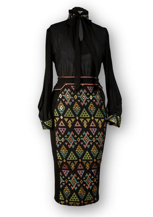 Gert - Johan Coetzee Aztec blouse and skirt set - Gert - Johan Coetzee