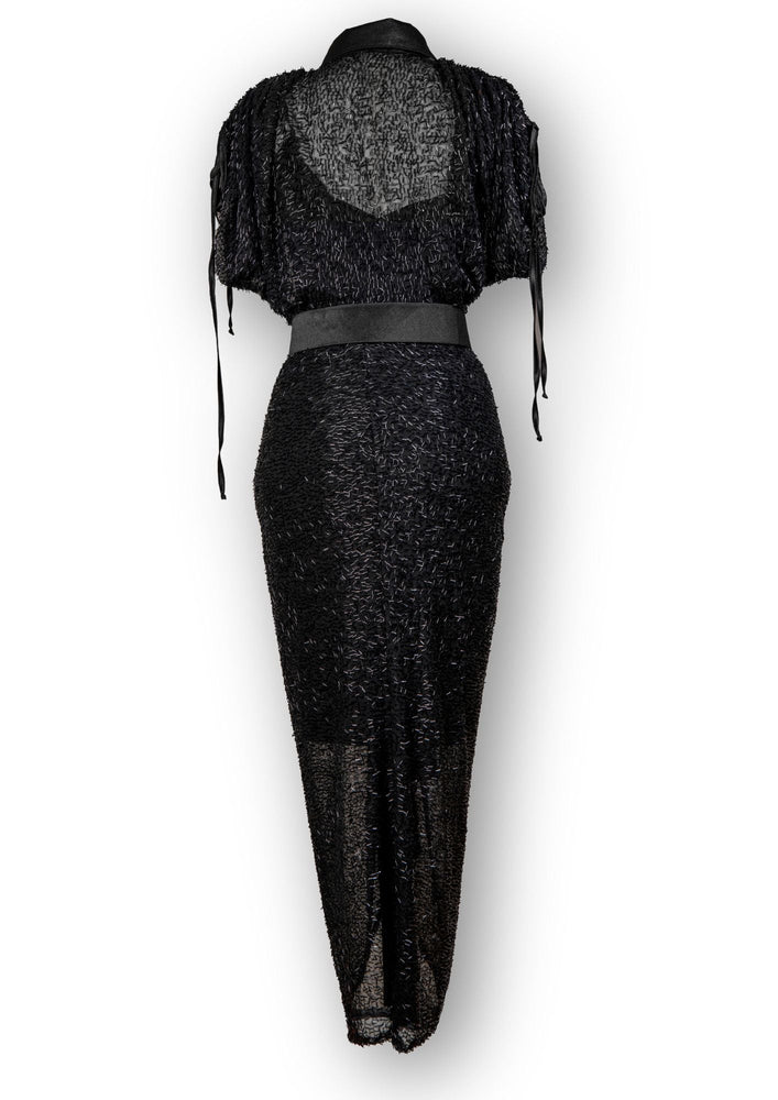 Gert - Johan Coetzee beaded ruched dress - Black - Gert - Johan Coetzee