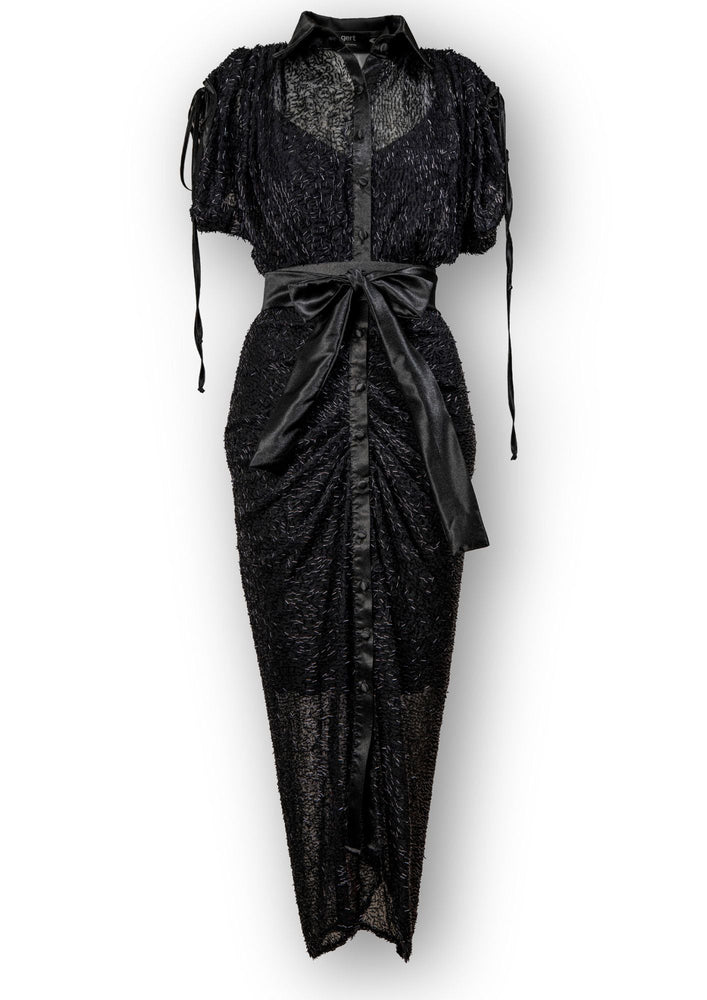 Gert-Johan Coetzee beaded ruched dress - Black