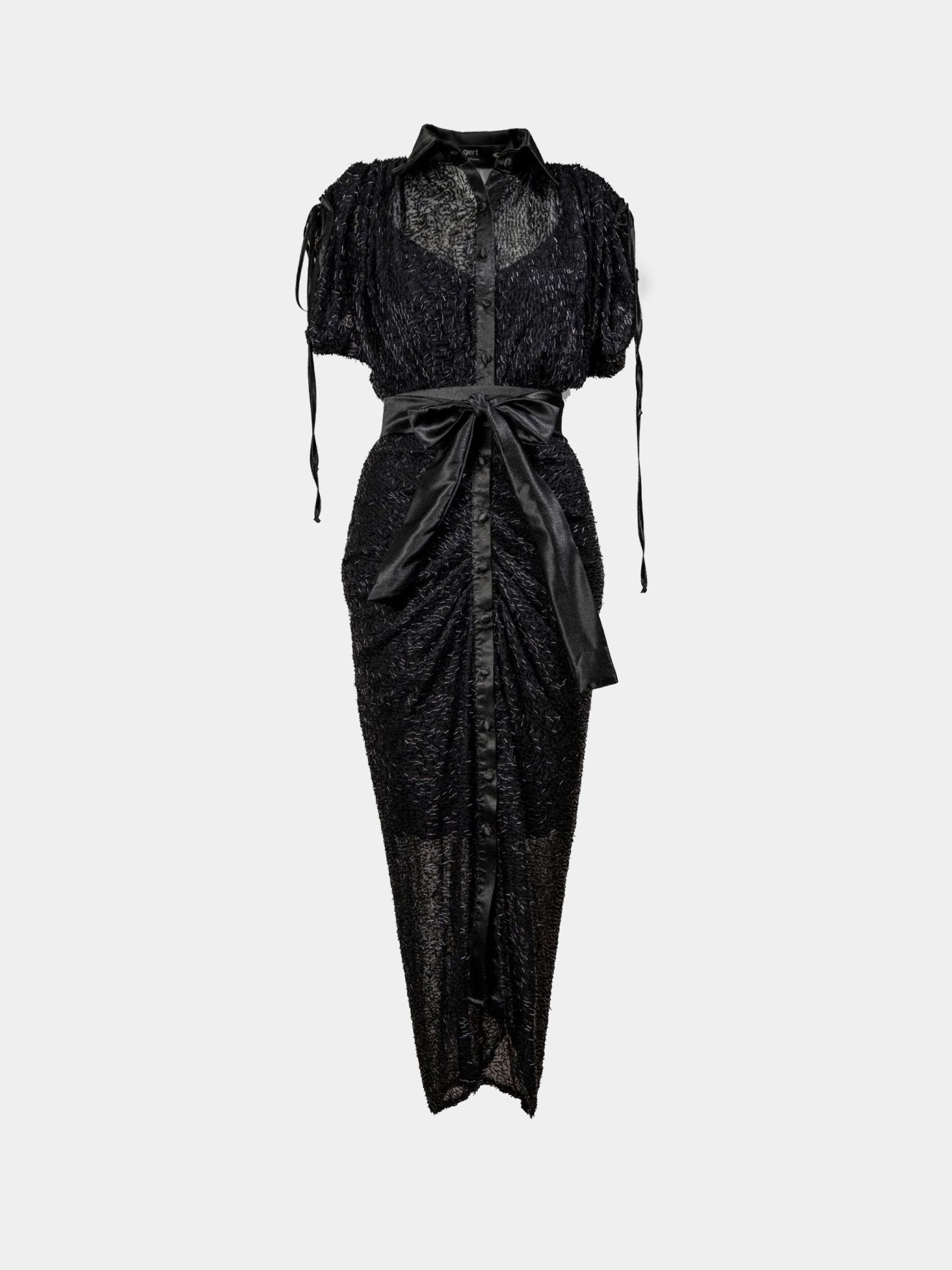 Gert - Johan Coetzee Beaded Ruched Dress - Black - Gert - Johan Coetzee