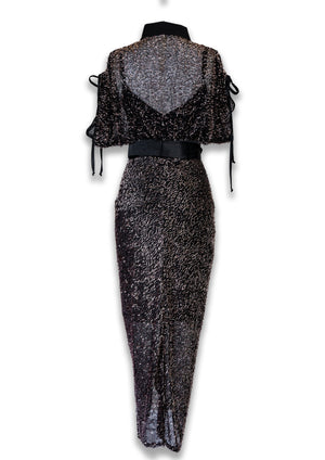 Gert - Johan Coetzee beaded ruched dress - Black & Gold - Gert - Johan Coetzee