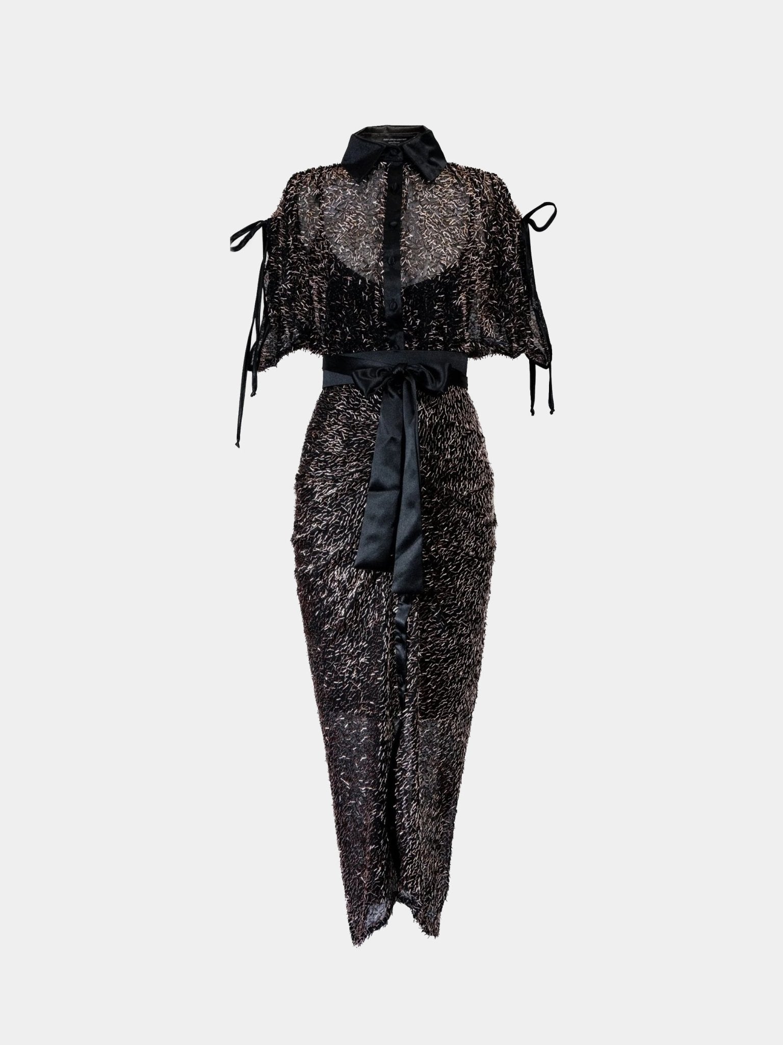 Gert - Johan Coetzee beaded ruched dress - Black & Gold - Gert - Johan Coetzee