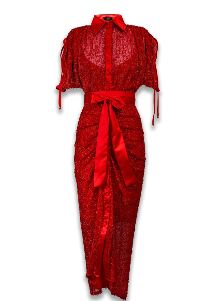 Gert - Johan Coetzee beaded ruched dress - Scarlett - Gert - Johan Coetzee