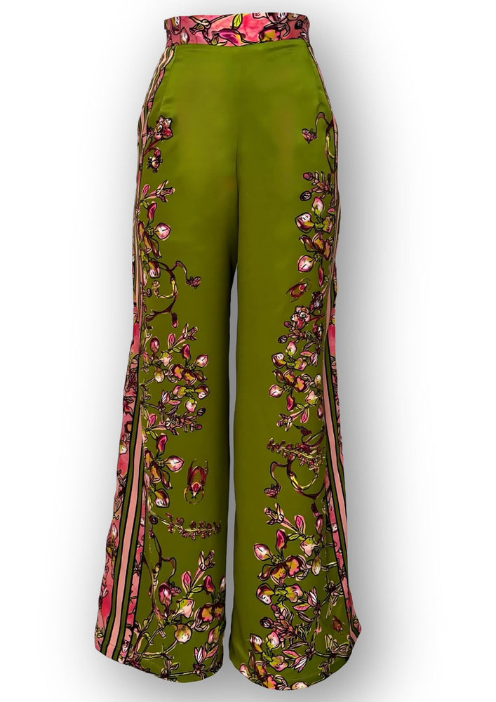 Gert - Johan Coetzee botanical olive palazzo pants - Gert - Johan Coetzee