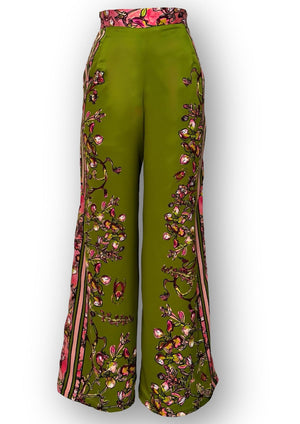 Gert - Johan Coetzee botanical olive palazzo pants - Gert - Johan Coetzee