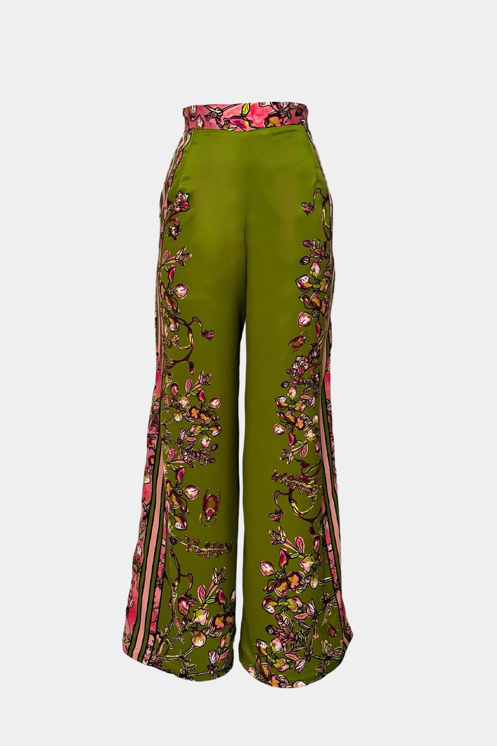 Gert - Johan Coetzee botanical olive palazzo pants - Gert - Johan Coetzee