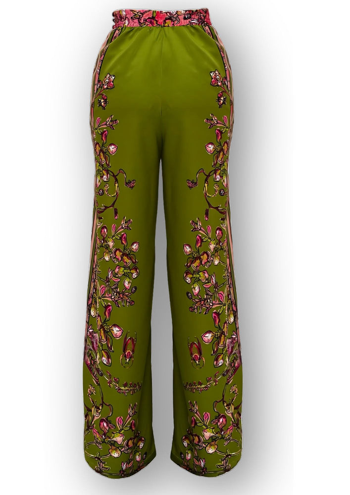 Gert - Johan Coetzee botanical olive palazzo pants - Gert - Johan Coetzee