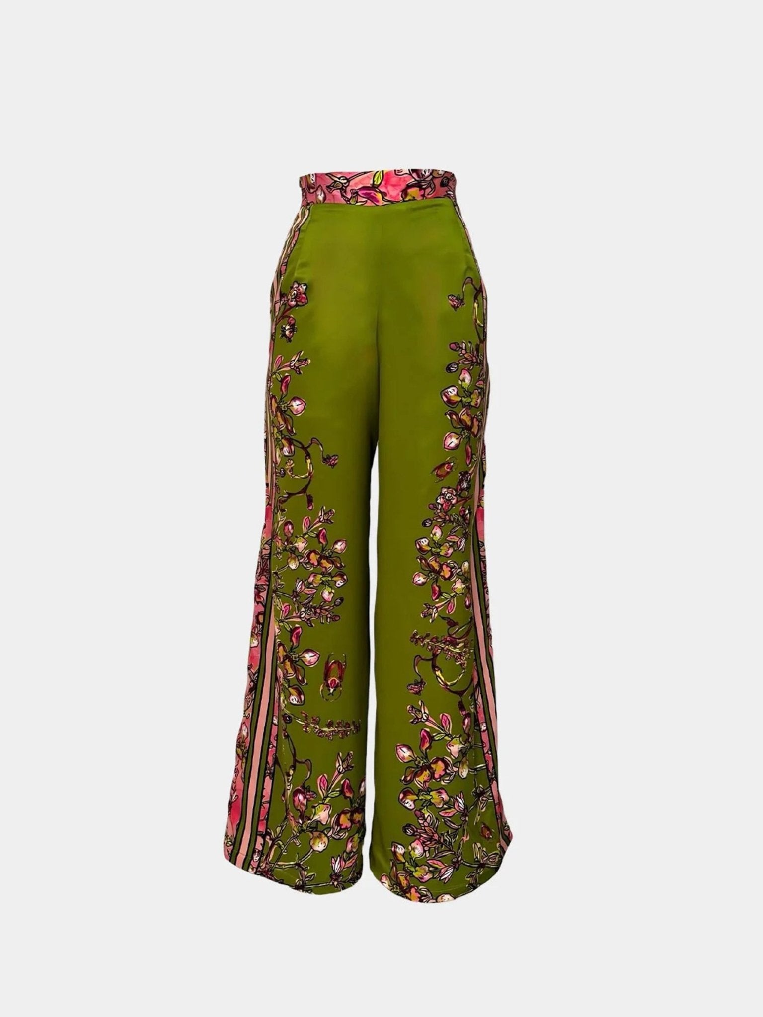 Gert - Johan Coetzee botanical olive palazzo pants - Gert - Johan Coetzee