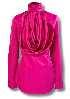 Gert - Johan Coetzee candy pink waterfall satin blouse - Gert - Johan Coetzee