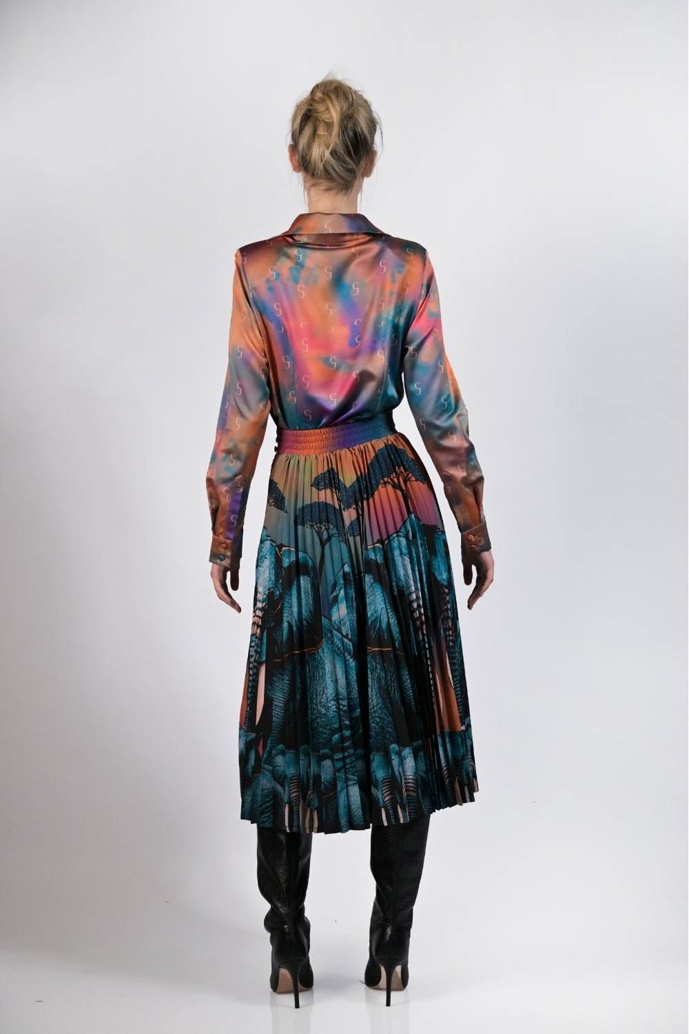 Gert - Johan Coetzee elephant pleated skirt - Gert - Johan Coetzee