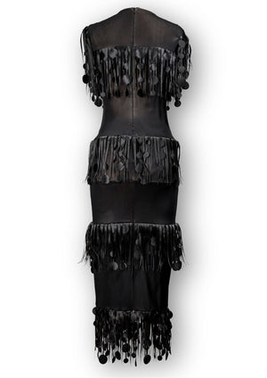 Gert - Johan Coetzee polkadot fringe dress - Black - Gert - Johan Coetzee