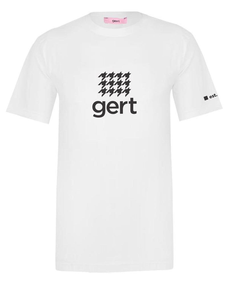 Houndstooth Gert Logo Print T-Shirt-White