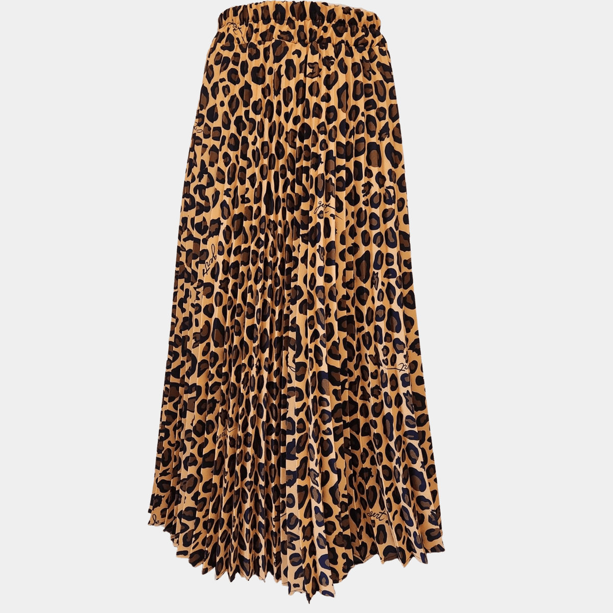 Leopard Print Pleated Skirt