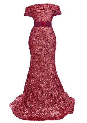 Off - Shoulder Sequin Dress - Red - Gert - Johan Coetzee