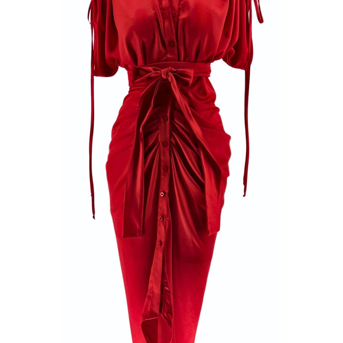 red shirt dress dress Gert Ruched Shirt Dress
